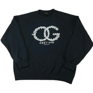 Obey‎ Propaganda No 89 OG Floral Crewneck Sweatshirt Mens Large Black Pullover